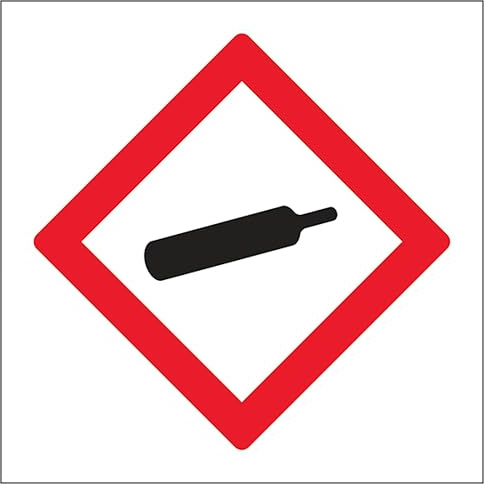 V Safety Gas Under Pressure Hinweisschild, leuchtet im Dunkeln, 1 mm, Hartplastik, 100 x 100 mm