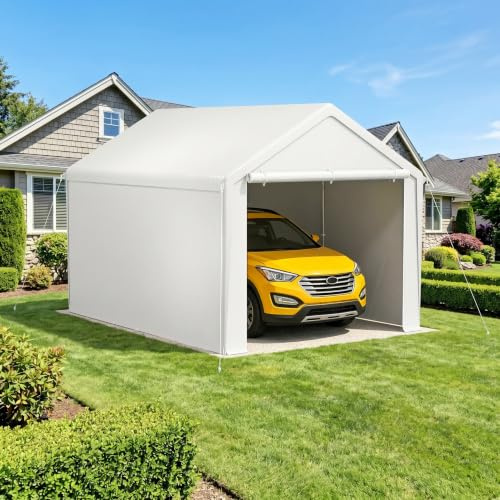 XMTECH Tente de garage, abri de voiture, 3 x 4 m, résistante aux UV et au soleil, avec portes, tente de pâturage, tente de stockage, abri de voiture, pour SUV, bateau, camion, cargaison, événements en