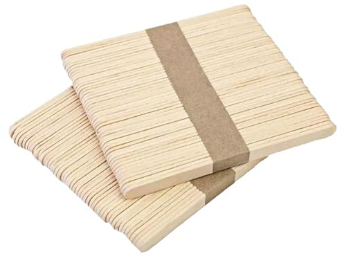 Lonwiner 100 Stück Eisstiele Holz, Holzstäbchen Eisstiele Zum Basteln Eisstiele Wiederverwendbar Rührstäbchen Holz Eis Stiele Aus holz