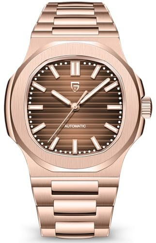 Pagani Design PD1728 Automatikuhr für Herren, 40 mm Edelstahl-Armbanduhr mit leuchtendem Zifferblatt, 100 m wasserdicht, Synthetisches Saphirglas, wasserdichte Business-Armbanduhr