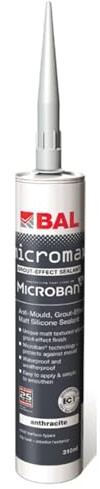 BAL Micromax3 Grout Sealant Anthracite 310ml Silicone | Anti-mould silicone tile sealant with grout effect for wall and floor tiles. Matt finish in Anthracite shade.