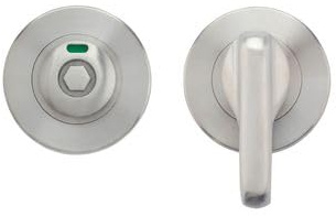 KOOPLES HARDWARE Disabled Turn and HEX Release with Indicator – 5mm Spindle on Round Rose – Satin Finish for Accessible Toilet Doors