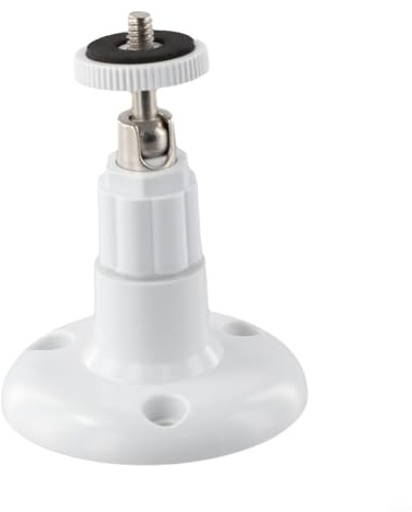 Pour caméra intérieure et extérieure avec support mural réglable à 360 degrés, base fixe à vis et joint de protection en plastique ABS et métal (blanc)