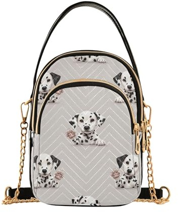 Sac à main à bandoulière pour femme Motif chiots dalmatiens et pois