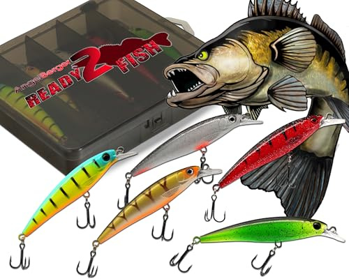Wild Devil Baits Ready2Fish Wobbler Set Striker Minnow in Box Wobbler Hardbaits für Hecht Zander Barsch