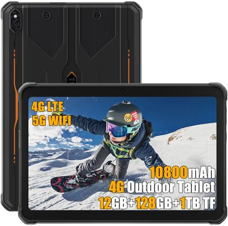 HOTWAV R8 10.1 Pouce Tablette Incassable 2025, 10800mAh Telephone Incassable Android 14, 12Go+128Go+1To Tablette IP68 Imperméable, 2 Haut-Parleur Stéréo,Double SIM, 4G LTE Tablet, 5G WiFi,GPS,OTG,FM