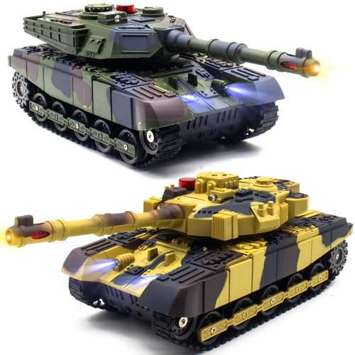 Carro armato radiocomandato con funzione di tiro a infrarossi, 2,4 GHz, carro armato da combattimento con torre girevole a 360°, luce per auto, demo, modello di veicolo militare, regalo per bambini