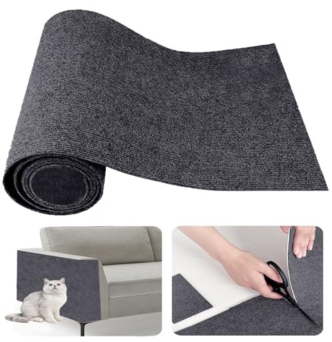 Watproofit Kratzschutz Sofa Katze(200 cm x 40 cm),Selbstklebender Teppich zum Selbstzuschneiden, hochwertig Kratzmatte Katze,Kratzmatte Selbstklebend,Möbelkantenschutz für Sofas und Katzen (hellgrau)