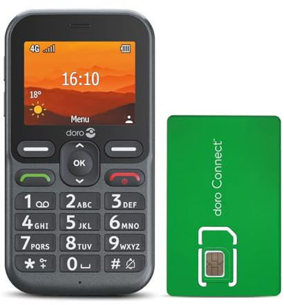Doro Leva L11 med SIM-kort – Olåst mobiltelefon för seniorer – Stor liggande skärm – Kraftfullt ljud – Kamera – Hjälpknapp med GPS-position – Enkel mobiltelefon utan internet