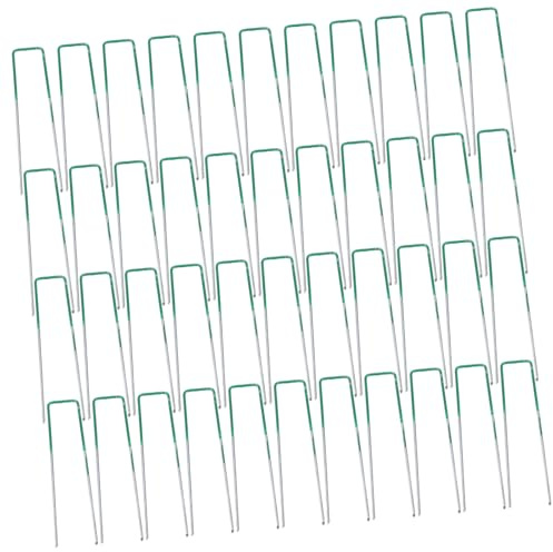 UPKOCH 50pièces Piquets de Jardin Métalliques Antirouille pour Gazon Piquets de Pelouse avec Pointe Biseautée pour Fixation Extérieure et Organisation de Fête Couleur Argent Verte