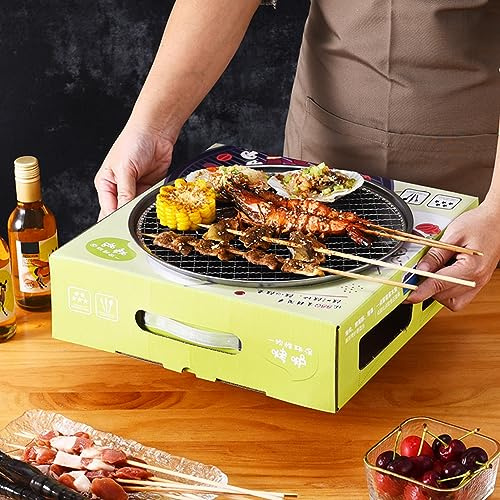 KIMISS Mini Parrilla de Carbón Portátil para Cocinar Al Aire, Parrilla de Barbacoa Desechable de Encendido Rápido sin Humo para Evitar Quemaduras en la Cáscara para Picnic y Campamentos (