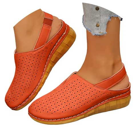 Sandales fermées pour femme - Sandales de trekking légères - Mules d'été super douces - Chaussures pieds nus à enfiler - Semelles souples - Chaussures orthopédiques de marche - Semelle épaisse