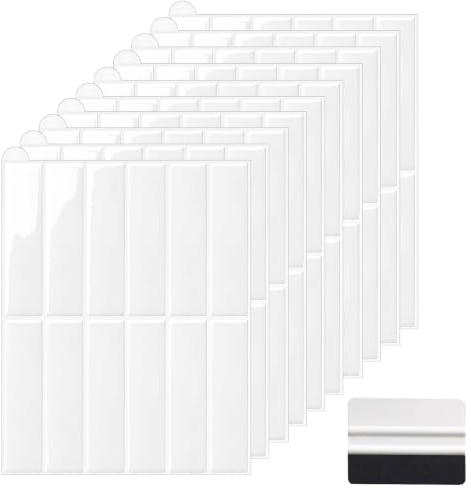 10 pezzi di credito adesivo per cucina bianca, piastrelle adesive da parete, bagno, vinile 3D, adesivo per piastrelle adesive, impermeabili, 28,96 x 22,86 cm