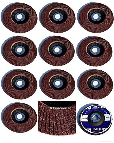 Lot de 20 compartiments Rondelles x 22,23 mm – Ø 125 mm – Grain 40 – Marron/Standard à lamelles/disque abrasif ponçage Mop Assiette/compartiments