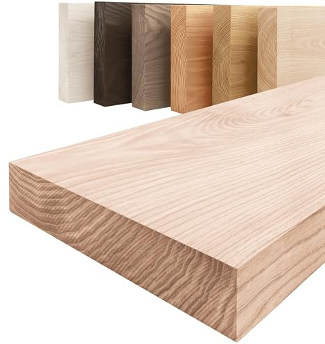 LAMO Manufaktur Regal Holz massiv ohne Befestigung | Wand Regal 40 cm breit für Badezimmer, Flur, Küche | Farbe: Roh, Kante: gerade | Massivholz, modernes Design, Schwebeeffekt