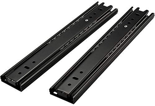 SSHHM Schubladenschiene Teleskop-Gleitkugelführung Weiches Öffnen und Schließen, Kaltgewalzter Stahl, 12,5 mm Dicke, mit Dämpfung/Schwarz / 14 in(35cm)