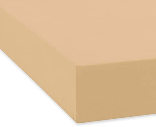 TRAUMSCHLAF Feinbiber Spannleintuch – warmes Winter-Spannbettlaken aus 100% Baumwolle – flauschig weich, atmungsaktiv & strapazierfähig – geeignet für Matratzen bis ca. 25 cm Höhe – 80x200 cm, Sand