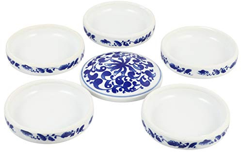 Artibetter Ceramic Chinese Painting 5- Layer Porcelain Stackable Paint Palette Paint Mixing Trays Watercolor Paint Palette Container Dish for Gouache Small Jewelry Storage