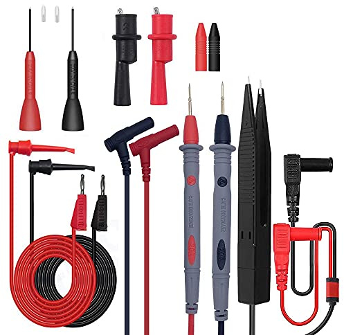 MOGAOPI Multimeter Test Leads Set, Professional Leads Kit, Precision Sharp Probe Test Lead 1000V 20A Gold-Plated Probe Leads with Alligator Clips, Test Hooks, Test Probes Lead, Test Tweezer