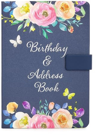 Sixstore Telefonadress och födelsedagsbok A-Z index vackert tyg vintage stil fodral A5 storlek mjukt vadderat skydd adress och födelsedagsbok med magnetiskt lås, vintage blommor