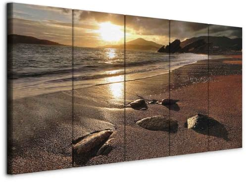 B&D XXL - Akustikbild Meer und Strand 5 tlg Bilder Akustikschaum Schallschutz Wand Deko Kunst Akustikpaneele Wandpaneele Schalldämmung Wandbild Schallabsorber Akustikplatten Landschaft - c-B-0551-b-m