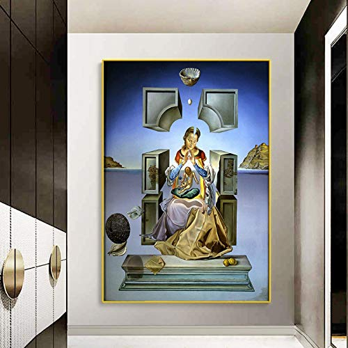 Zhadongli Art Salvador Dali Die Madonna von Port Lligat Berühmtes Gemälde auf Leinwand, Poster, Wandkunst, Bild für Wohnzimmer, Heimdekoration, 40 x 50 cm, Rahmenlos