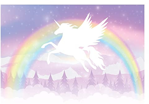 Papel Pintado Infantil Caballo Pegaso Chica Arco iris Nubes - Incluye Pegamento - Fotomurales Pared Tejido No Tejido Decorativos Murales Fotográfico XXL Moderno Decoración de Paredes (104x70 cm)