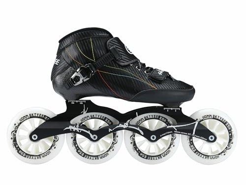SKTYEE Kolfiber inline-hastighetsskridskor vuxen för kvinnor och män, professionell fitness skridskoåkning rullskridskor, högpresterande racingskridskor, unisex svart (39 EU/män 7/kvinnor 8,