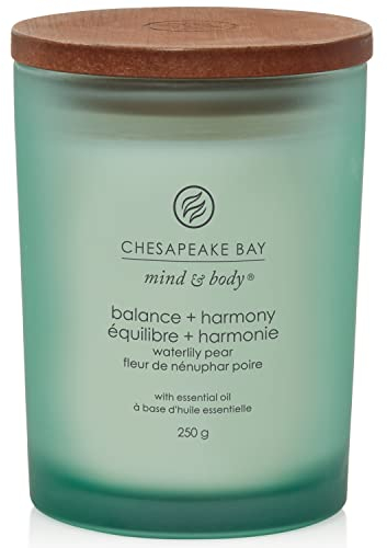 Chesapeake Bay Scented Candle | Balance + Harmony (Water Lily Pear) Medium Aromatherapy Tumbler Candle | Burn Time: Up to 57 Hours | Mind & Body Collection | Gifts for Women