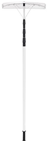GYMAX Schneeschaufel Dach, Teleskopstange Länge 200-630 cm, Schneeräumer aus Aluminium mit Gummielippe, Photovoltaik Schneeschieber, Dachschneeräumer für Solaranlage