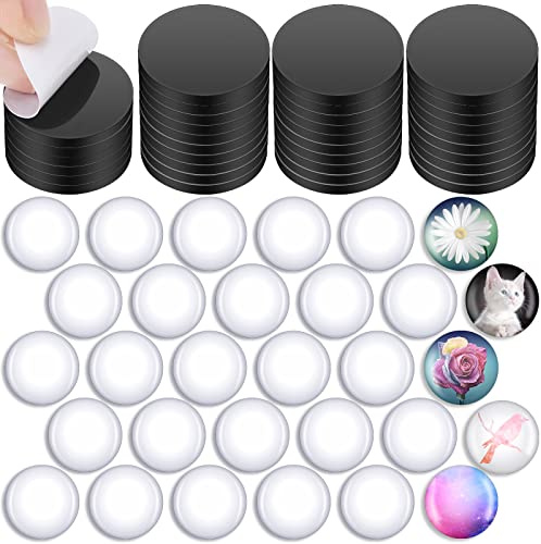 Outus 48 Sets Kühlschrank-Glasmagnete, Keramik-Ferrit-Magnet mit selbstklebender Rückseite, Klarglas-Cabochons, runde Kuppelsteine zum Basteln für DIY, Handwerk, Kühlschrank, Kühlschrank-Anhänger (3,6