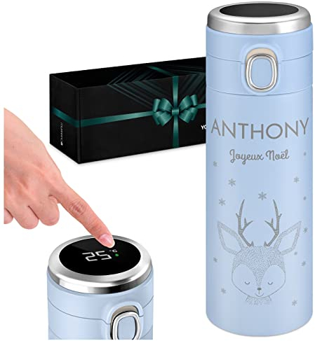 Maverton Mug de voyage personnalisé - 40 cl - Tasse isotherme décorative avec gravure pour lui - Thermos à thé/café - Mug original pour hommes - pour anniversaire - eco - Joyeux Noël