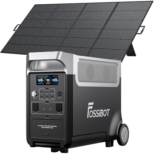 FOSSiBOT F3600 Pro Centrale Elettrica Portatile con Pannello Solare da 420W, Batteria LiFePO4 da 3840Wh, Espandibile Fino a 11,52kwh, Uscita CA 3600W, Power Station per Domestico, Campeggio, Viaggio