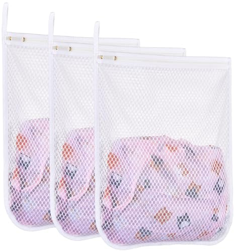 3 pcs Durable Honeycomb Mesh Laundry Bags for Delicates 3 Medium (12 x 15)