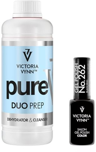 Victoria Vynn Pure Duo Prep & Cleanser 1000ml + Gel Polish Color 262 BLACK KING – Ultimatives Set für schwarzen Nagellack & gelnägel cleaner