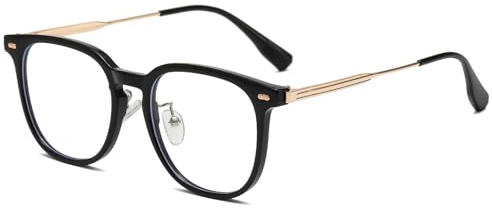 YAMEIZE Montatura Occhiali da Vista Donna Uomo Occhiali Retro Luce Blu Gaming Computer Anti Luce Blu Montatura Metallo Occhiali