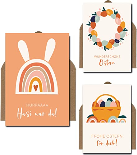 The Life Barn 3x Postkarte mit Umschlag Set Frohe Ostern (Ostern Set)