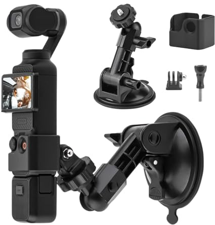iEago RC Osmo Pocket 3 Support à Ventouse + Adaptateur d'extension, Support Voiture Support de Caméra de Véhicule Support de Stable de Bureau Suction Montage Mount pour DJI Osmo Pocket 3 Accessoires