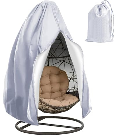 wocpvm Hängesessel Abdeckung, Wasserdicht Abdeckhauben für Schwebesessel 210D Swing Egg Chair Cover Schutzhülle Hängesessel mit Reißverschluss Kordelzug, für Ei-Schaukelstuhl (190 x 115cm)