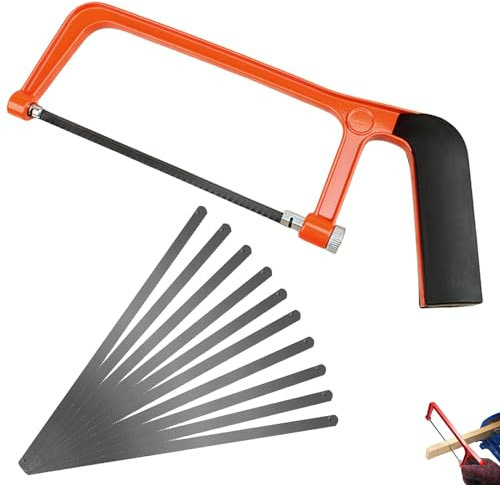 11 Piece Set Mini Hacksaw Set Professional Hack Saw with 10 Saw Blade Small Hand Saw Set for Wood Heavy Duty Mini Hacksaw Junior Hacksaw