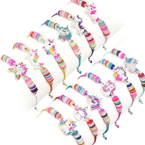 AUAUY Vänskapsarmband, färgglada barnarmband, justerbara pärlarmband för flickor, färgglada platta pärlor armband, festpåse fyllning för barn jul födelsedagsfest presenter, Metall Nylon