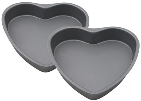 U COOK 2-Piece Heart-Shaped Cake Tin Set, Carbon Steel Non-Stick Baking Pans Moulds for Valentine's, Anniversaries, and Special Occasions.