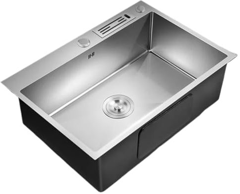 SynapSYA Waschbecken KüChe Einloch-Küchenspüle aus Edelstahl – Unterbauwaschbecken mit Nanobeschichtung, handgefertigtes Küchenzubehör(E1 Base 7245)