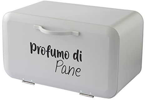 Baroni Home Portapane con Apertura Frontale e Chiusura Ermetica, Cassetta Pane Anti-Muffa in Metallo 34X19X17 cm (Grigio Chiaro)