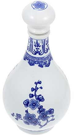 Cabilock Sealed Ceramic Wine Bottle Thick Blue and White Porcelain Container 1 Jin Capacity Multi-functional Kitchen Gadget for Home and Bar