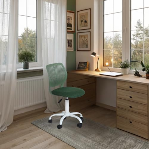 FurnitureR Teenage Office Stuhl, höhenverstellbar, Armless Task, bunt, Study Chair für Zuhause und Büro, Computerstuhl, ergonomisch & schwenkbar, 40,5 x 44 x 87 cm, Tiefgrün