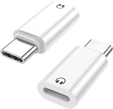 Jadebones 2 Pack USB C to Light-ning Audio Adapter Only for Apple EarPods Headphones, Not for Charging/Data Transfer, Light-ning to USB C Adapter for iPhone 16/15, iPad, White