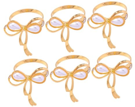MAGICLULU 6stücke Serviettenringe Mit Schleife Gold Serviettenhalter Für Hochzeit Party Bankett Urlaub Geburtstag Dekoration Esstisch Ornament