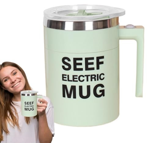 Automatic Stirring Coffee Mug, Electric Stainless Steel Mixer, 3.35x4.92 inches, Easy to Use 400ml Portable Mixing Cup for Coffee, Milk, Tea, Hot Chocolate, and Matcha