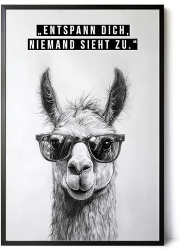 Paul Sinus Poster/Leinwandbild/Rahmenoption Lustiges Lamabild – Coole Klo-Deko fürs Gäste-WC – Perfekt für Humorvolle